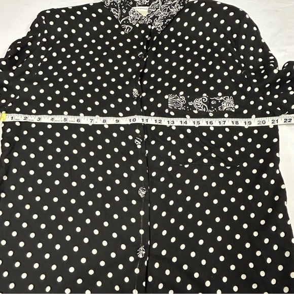 Vintage Womens Polka Dot Blouse Size L Long Sleeve Button Up Twee Classic 90s‎ - Picture 7 of 12